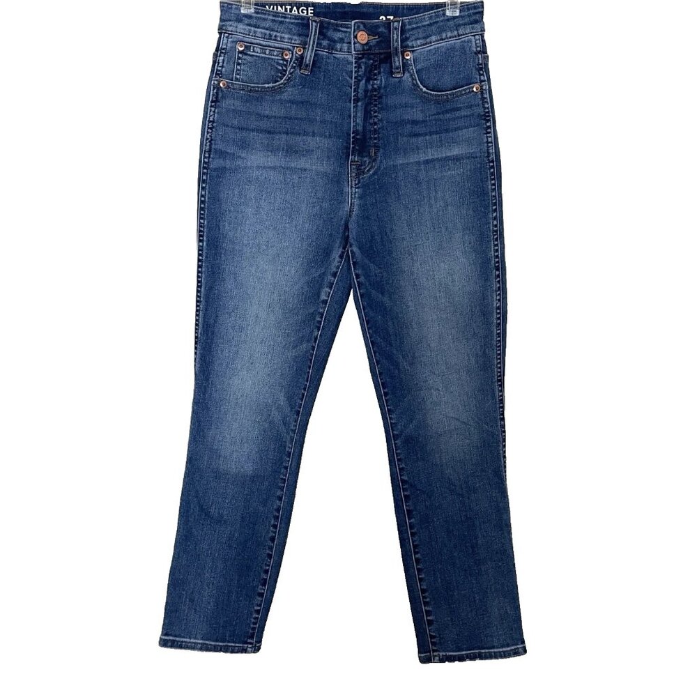 J. Crew Vintage Slim Straight Jeans 27 Curvy High Rise Surf Wash L4713 Stretch - Picture 2 of 10
